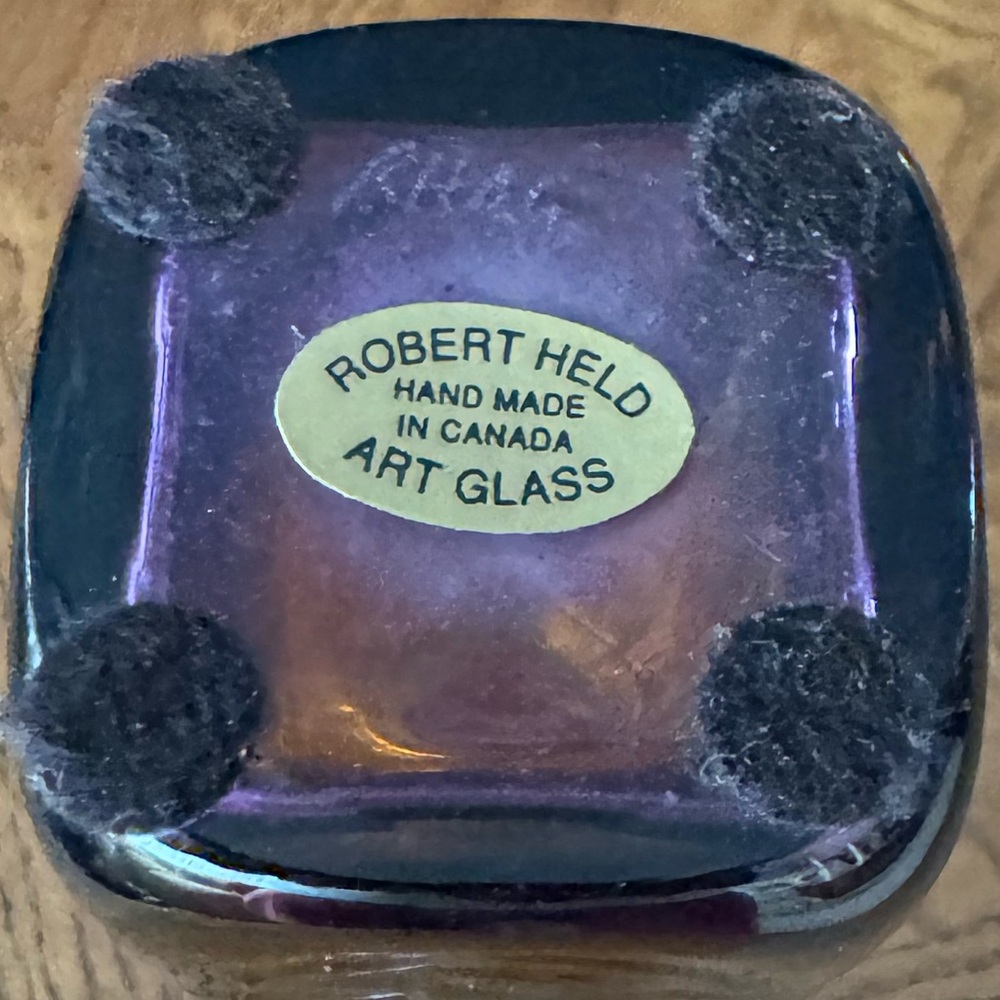 Robert Held Iridescent Bud Vase - Warm Amber - 4” Square - SIGNED - Picture 6 of 6